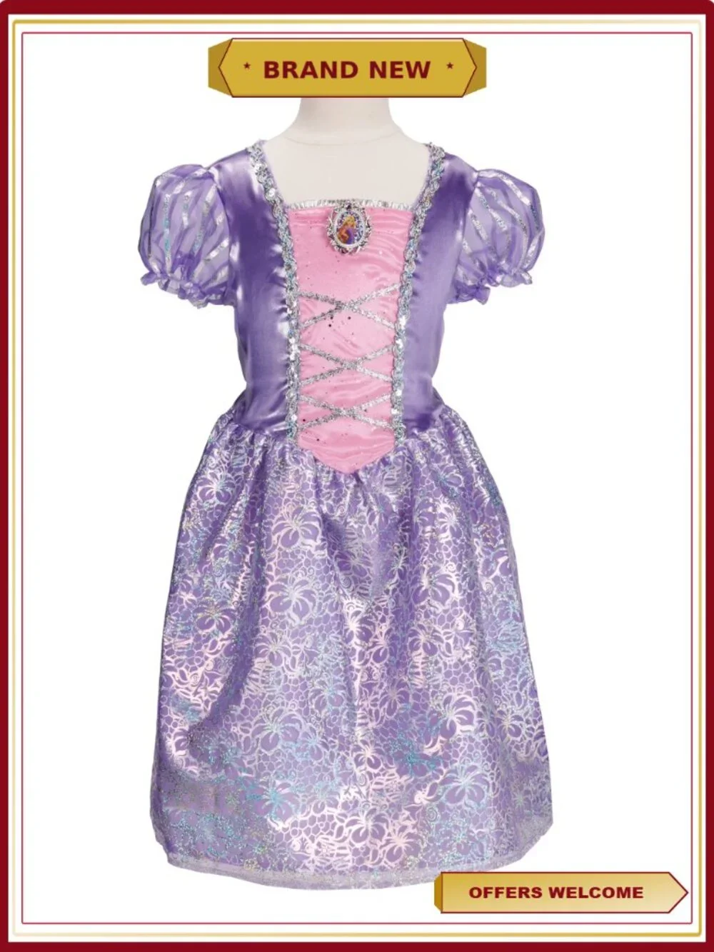 Disney Princess Rapunzel Play Dress Costume Pretend Play Child Size 4-6X